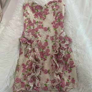 X BY NBD FLORAL LACE MINI DRESS